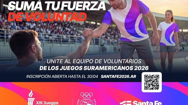 Más de 400 personas ya se inscribieron como voluntarias para los Juegos Suramericanos 2026 en Rafaela